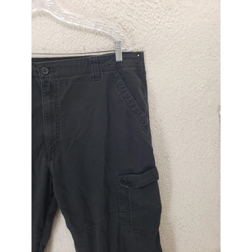 Wrangler Cargo Pants Mens 38x32 Black Relaxed Fit Utility Pocket Outdoor Comfort